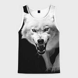 Майка-безрукавка мужская Агрессивный белый волк, цвет: 3D-белый