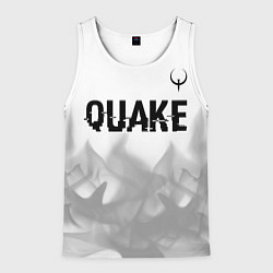 Майка-безрукавка мужская Quake glitch на светлом фоне: символ сверху, цвет: 3D-белый