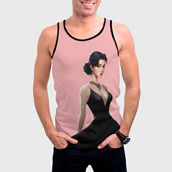 Майка-безрукавка мужская Girl in black dress - pink, цвет: 3D-черный — фото 2