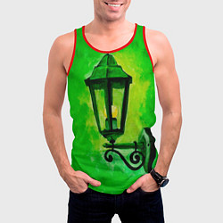 Майка-безрукавка мужская Уличный зелёный фонарь, цвет: 3D-красный — фото 2