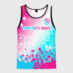 Майка-безрукавка мужская Three Days Grace neon gradient style: символ сверх, цвет: 3D-черный