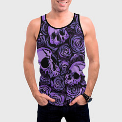 Майка-безрукавка мужская Узор Розы и Черепа, цвет: 3D-черный — фото 2