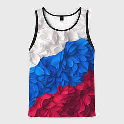 Майка-безрукавка мужская Флаг России из цветов, цвет: 3D-черный