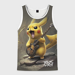 Майка-безрукавка мужская Pikachu rock, цвет: 3D-белый