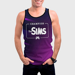 Майка-безрукавка мужская The Sims gaming champion: рамка с лого и джойстико, цвет: 3D-черный — фото 2