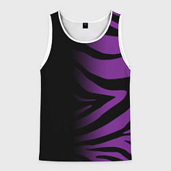 Майка-безрукавка мужская Фиолетовый с черными полосками зебры, цвет: 3D-белый