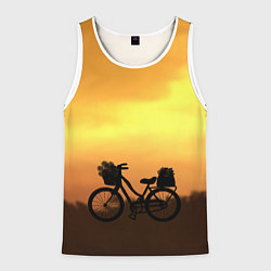Майка-безрукавка мужская Велосипед на закате, цвет: 3D-белый
