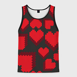 Майка-безрукавка мужская Pixel hearts, цвет: 3D-черный