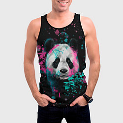 Майка-безрукавка мужская Панда в розовом и голубом - нейронная сеть, цвет: 3D-черный — фото 2