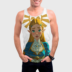 Майка-безрукавка мужская The legend of Zelda - ahegao, цвет: 3D-белый — фото 2