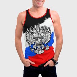 Майка-безрукавка мужская Триколор - герб РФ, цвет: 3D-красный — фото 2