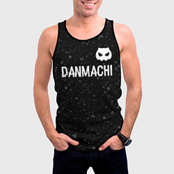 Майка-безрукавка мужская DanMachi glitch на темном фоне: символ сверху, цвет: 3D-черный — фото 2
