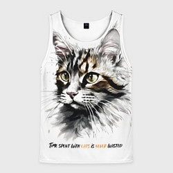 Мужская майка без рукавов Время с кошкой никогда не потрачено зря