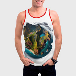 Майка-безрукавка мужская Планета с одним островом, цвет: 3D-красный — фото 2