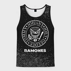 Мужская майка без рукавов Ramones с потертостями на темном фоне