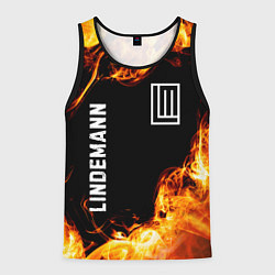 Майка-безрукавка мужская Lindemann и пылающий огонь, цвет: 3D-черный