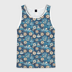 Майка-безрукавка мужская Кораблики и волны, цвет: 3D-белый