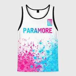 Мужская майка без рукавов Paramore neon gradient style: символ сверху