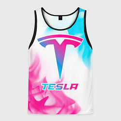 Майка-безрукавка мужская Tesla neon gradient style, цвет: 3D-черный