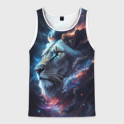 Майка-безрукавка мужская Galactic lion, цвет: 3D-белый
