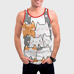 Майка-безрукавка мужская Семья котиков, цвет: 3D-красный — фото 2