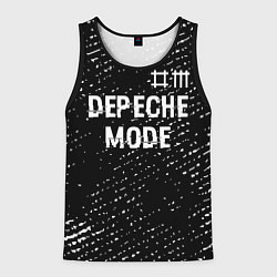 Майка-безрукавка мужская Depeche Mode glitch на темном фоне: символ сверху, цвет: 3D-черный