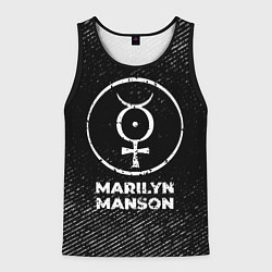 Мужская майка без рукавов Marilyn Manson с потертостями на темном фоне