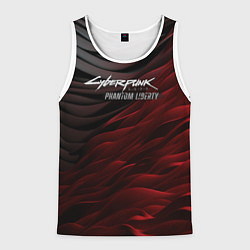Майка-безрукавка мужская Cyberpunk 2077 phantom liberty black red, цвет: 3D-белый