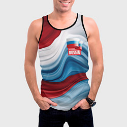 Майка-безрукавка мужская Флаг России абстракт, цвет: 3D-черный — фото 2