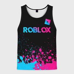 Майка-безрукавка мужская Roblox - neon gradient: символ сверху, цвет: 3D-черный