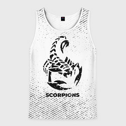 Майка-безрукавка мужская Scorpions с потертостями на светлом фоне, цвет: 3D-белый