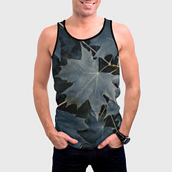 Майка-безрукавка мужская Листовый синий паттерн, цвет: 3D-черный — фото 2