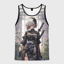 Майка-безрукавка мужская Nier automata девушка с мечами, цвет: 3D-черный