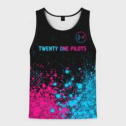 Майка-безрукавка мужская Twenty One Pilots - neon gradient: символ сверху, цвет: 3D-черный