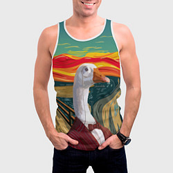Майка-безрукавка мужская Утка пародия на картину Крик, цвет: 3D-белый — фото 2