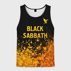 Майка-безрукавка мужская Black Sabbath - gold gradient: символ сверху, цвет: 3D-черный