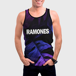 Майка-безрукавка мужская Ramones neon monstera, цвет: 3D-черный — фото 2