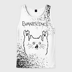 Майка-безрукавка мужская Evanescence рок кот на светлом фоне, цвет: 3D-белый