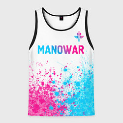 Мужская майка без рукавов Manowar neon gradient style: символ сверху