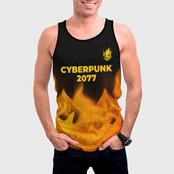 Майка-безрукавка мужская Cyberpunk 2077 - gold gradient: символ сверху, цвет: 3D-черный — фото 2