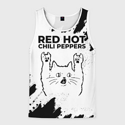 Майка-безрукавка мужская Red Hot Chili Peppers рок кот на светлом фоне, цвет: 3D-белый