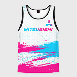 Мужская майка без рукавов Mitsubishi neon gradient style: символ сверху