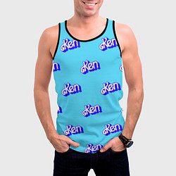 Майка-безрукавка мужская Синий логотип Кен - паттерн, цвет: 3D-черный — фото 2