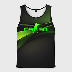 Майка-безрукавка мужская CS GO black green logo, цвет: 3D-черный