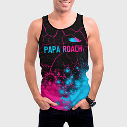 Майка-безрукавка мужская Papa Roach - neon gradient: символ сверху, цвет: 3D-черный — фото 2