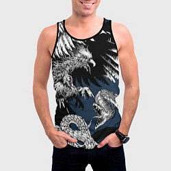 Майка-безрукавка мужская Орёл против змеи, цвет: 3D-черный — фото 2
