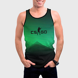 Майка-безрукавка мужская CS GO green black background, цвет: 3D-черный — фото 2