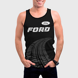 Майка-безрукавка мужская Ford speed на темном фоне со следами шин: символ с, цвет: 3D-черный — фото 2