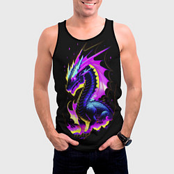 Майка-безрукавка мужская Неоновый космический дракон, цвет: 3D-черный — фото 2