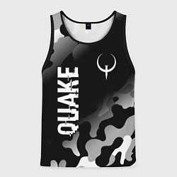 Майка-безрукавка мужская Quake glitch на темном фоне: надпись, символ, цвет: 3D-черный